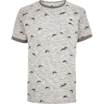 Grey Bellfield dolphin print t-shirt
